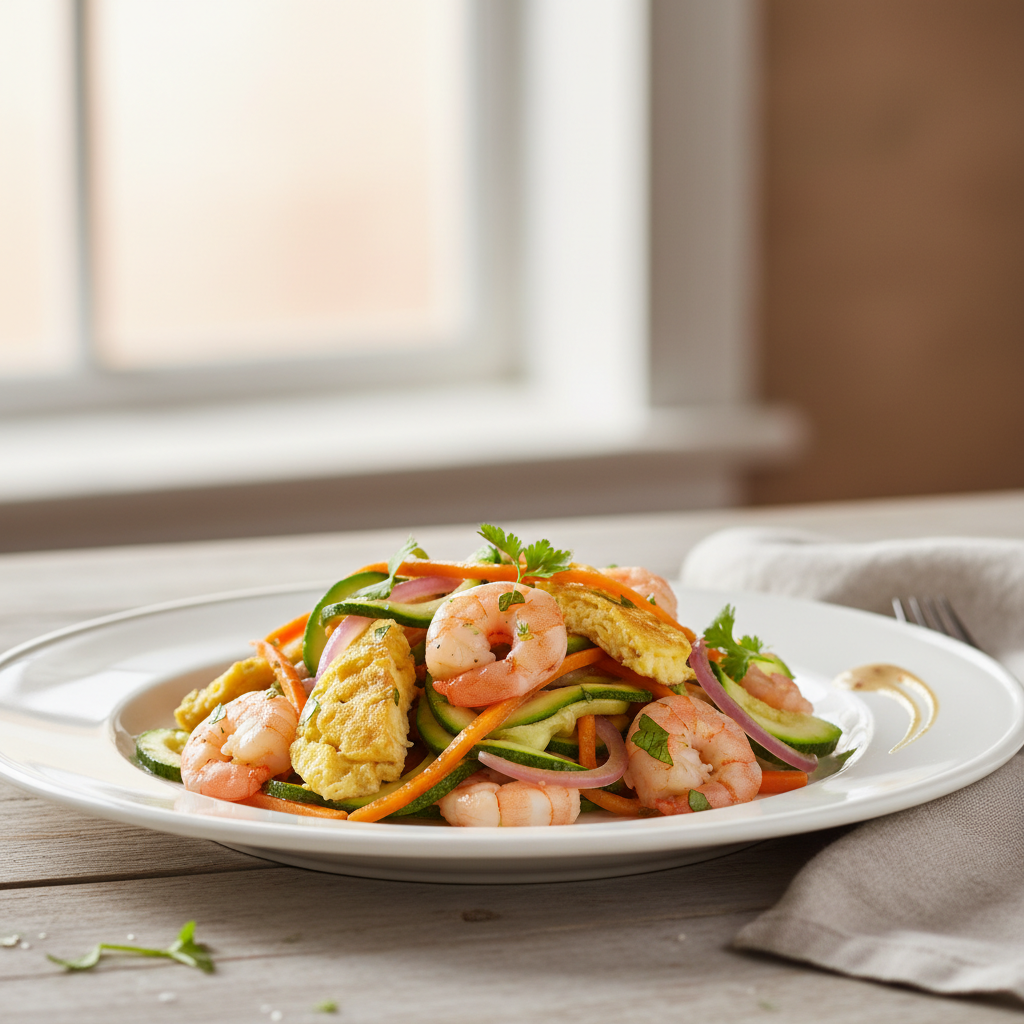 Légumes aux crevettes et aux oeufs