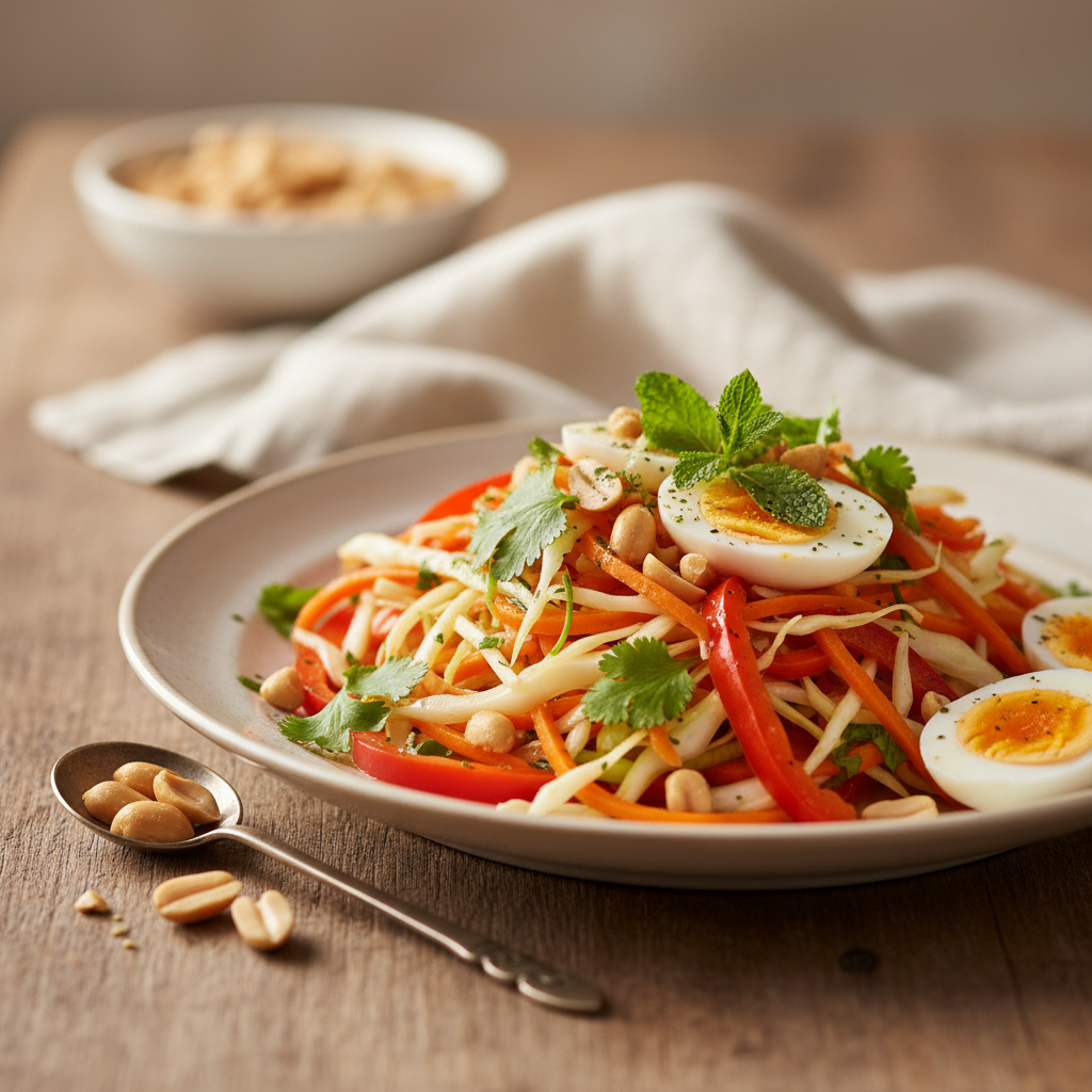 Légumes sautés aux cacahuètes et aux oeufs