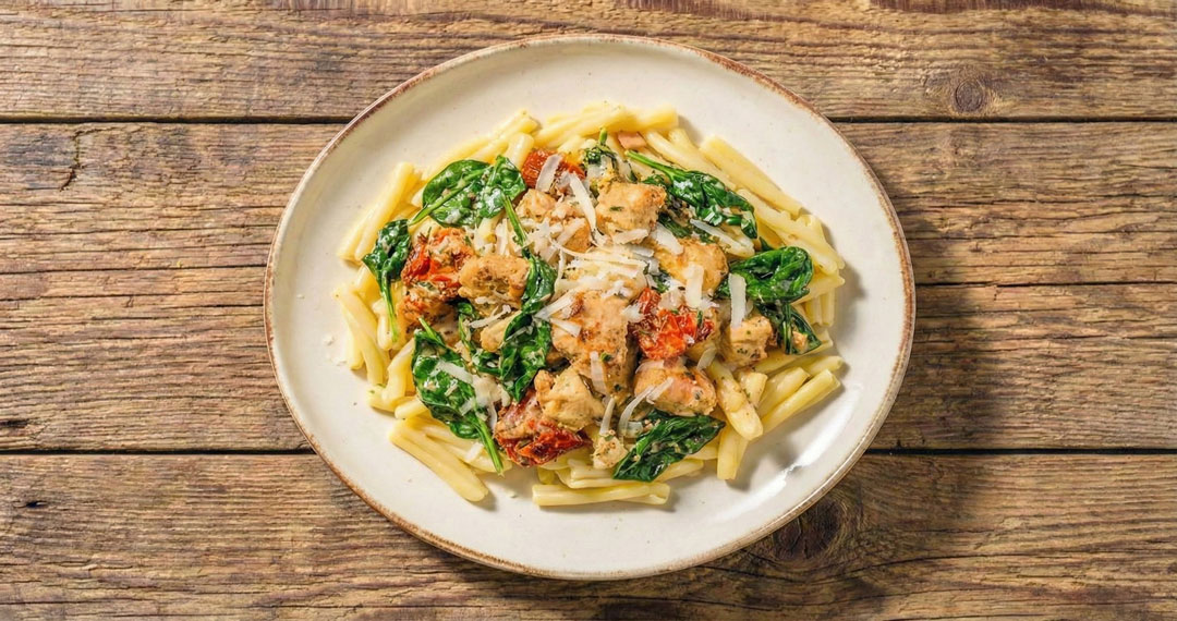 Macaroni crémeux, dinde & épinards