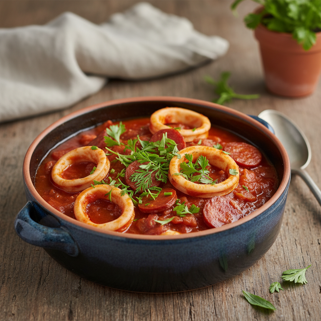 Mijoté de calamars à la tomate et au chorizo