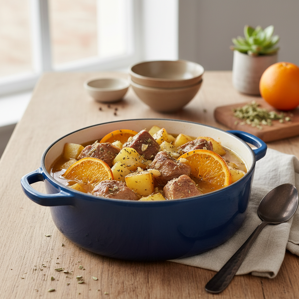 Mijoté de gigot d'agneau à l'orange