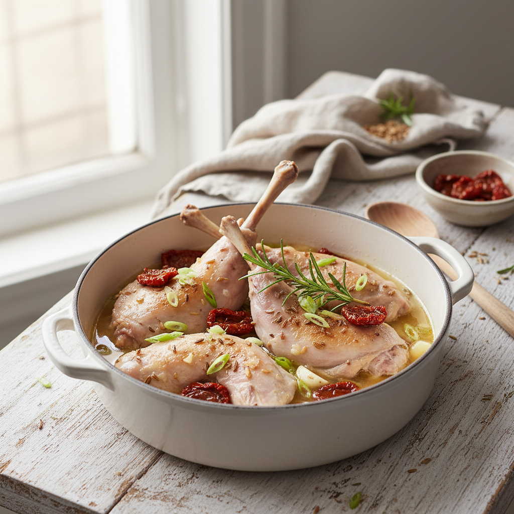 Mijoté de lapin au fenouil et aux tomates séchées