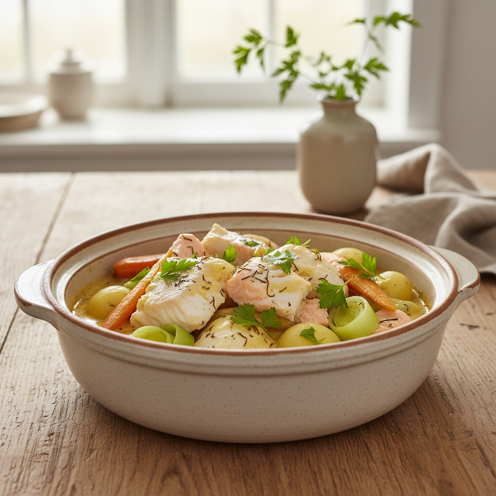 Mijoté de poisson au safran