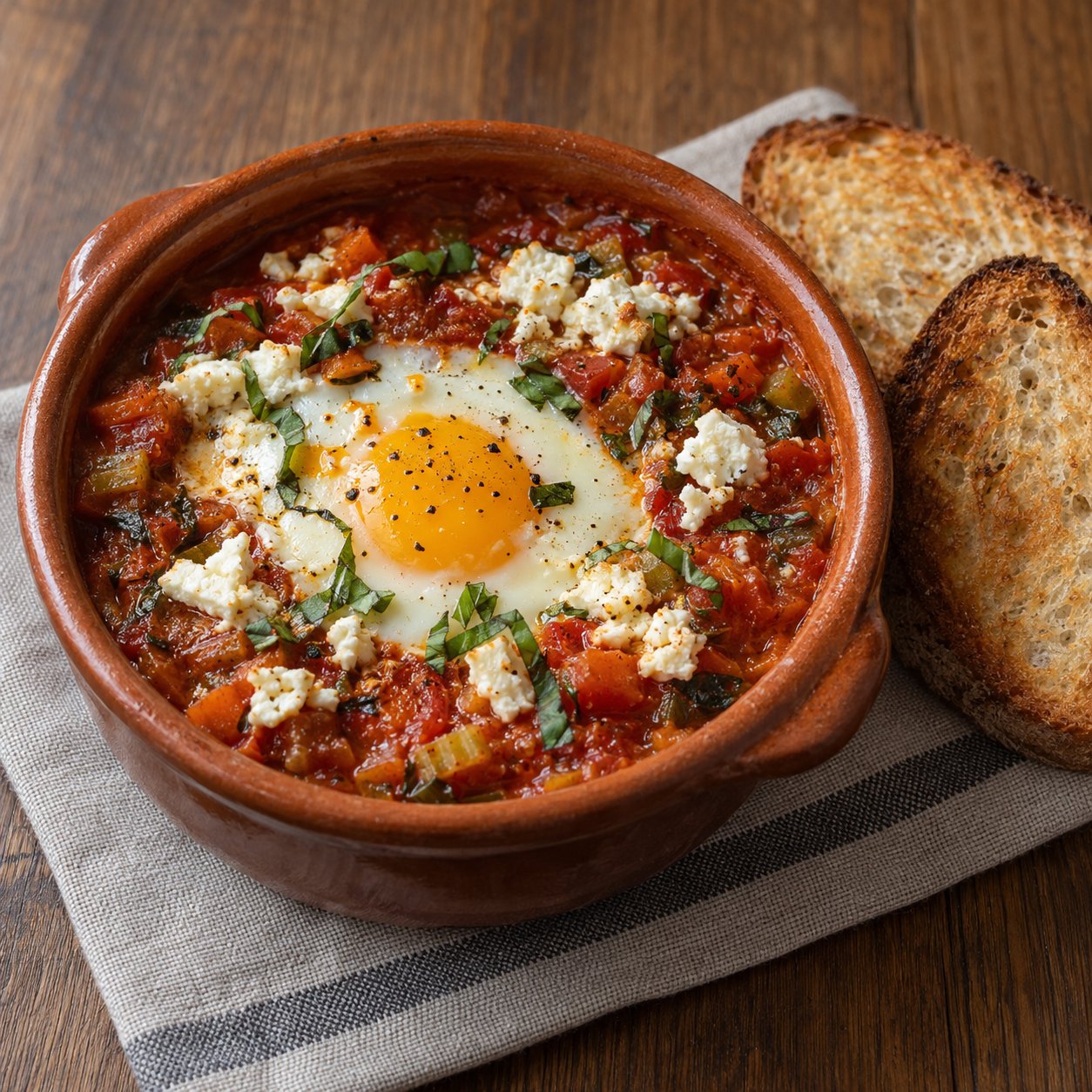Mijoté de tomates à l'oeuf et à la feta