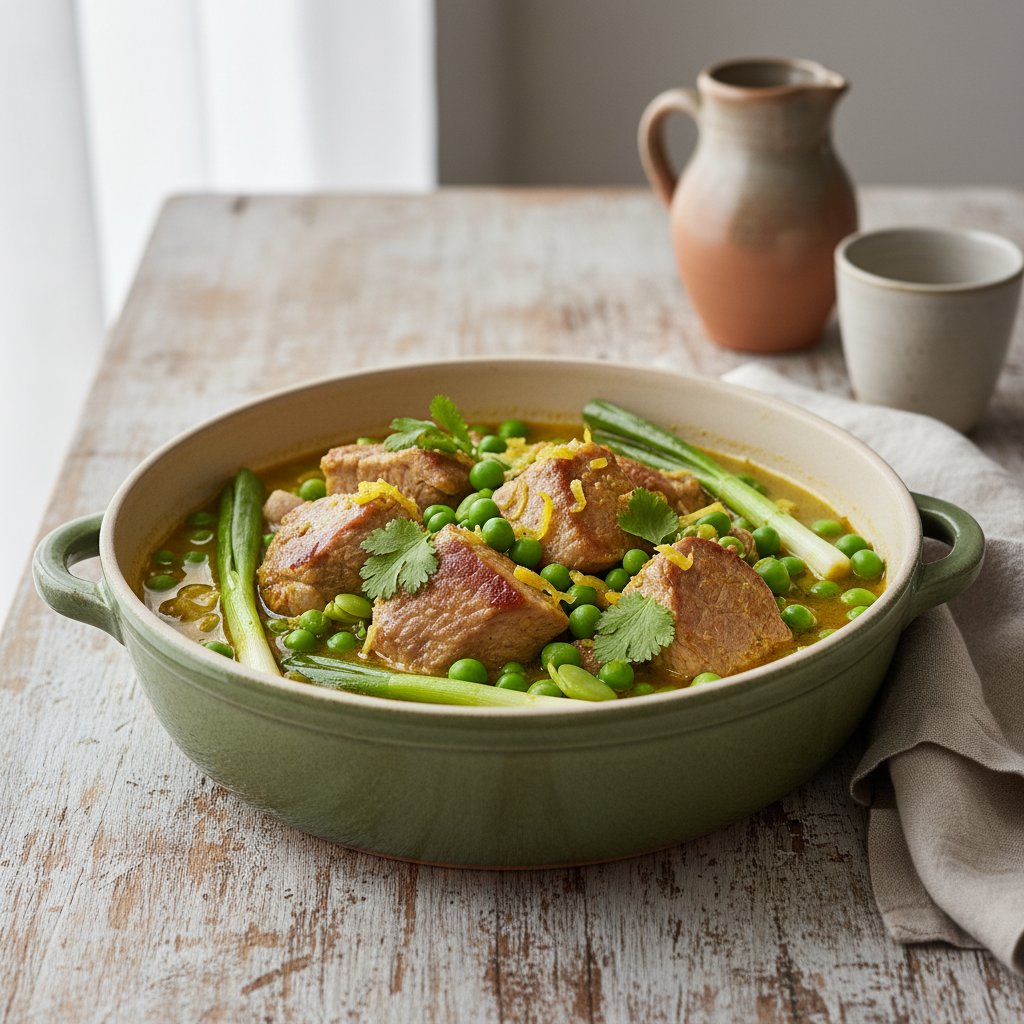 Mijoté de veau aux fèves et au citron confit