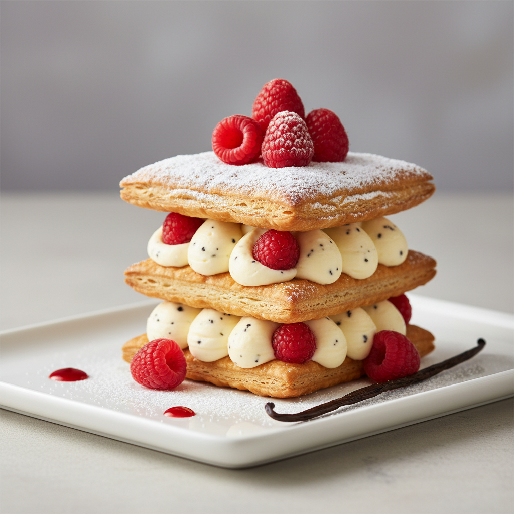 Millefeuille framboise et vanille