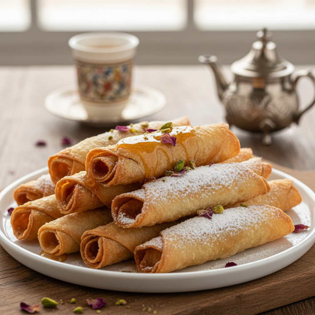 Minifriands roulés au miel ou sucre glace