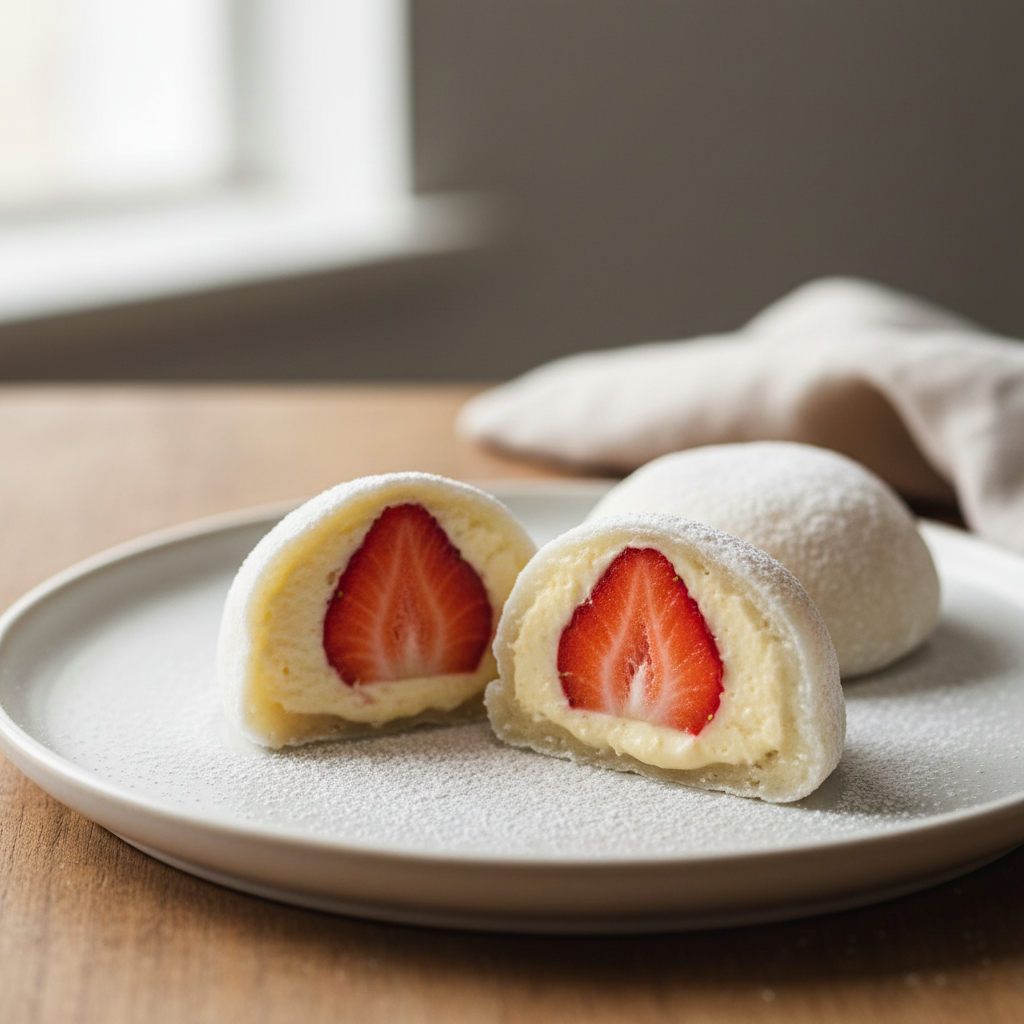 Mochis fraise et crème pâtissière