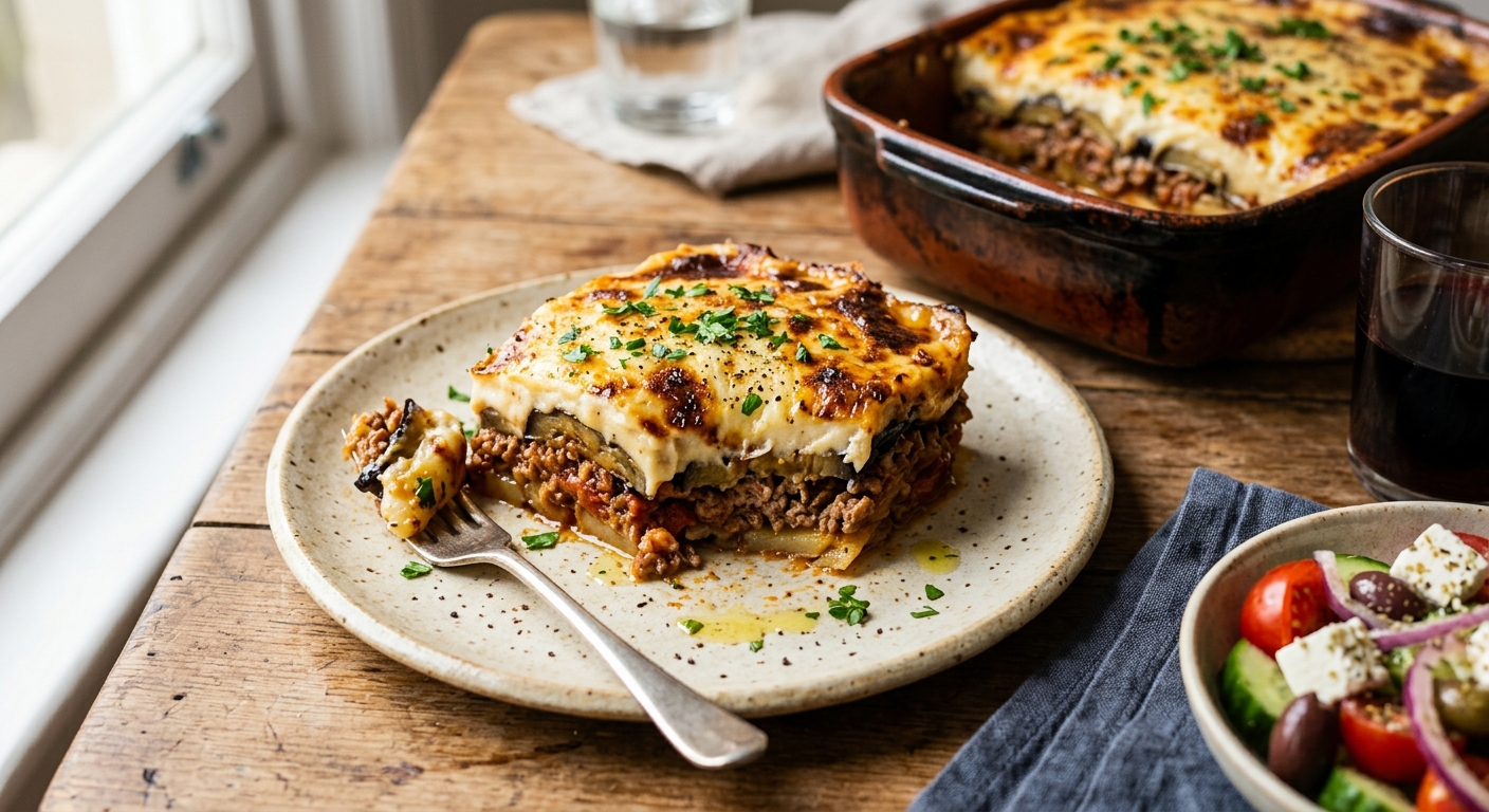 Moussaka d'aubergine à l'agneau