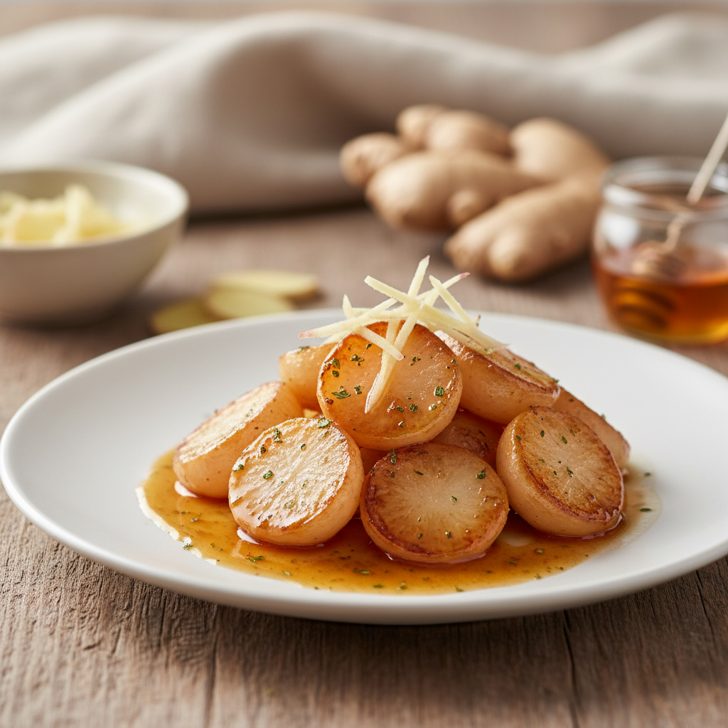 Navets caramélisés à la sauce soja & miel