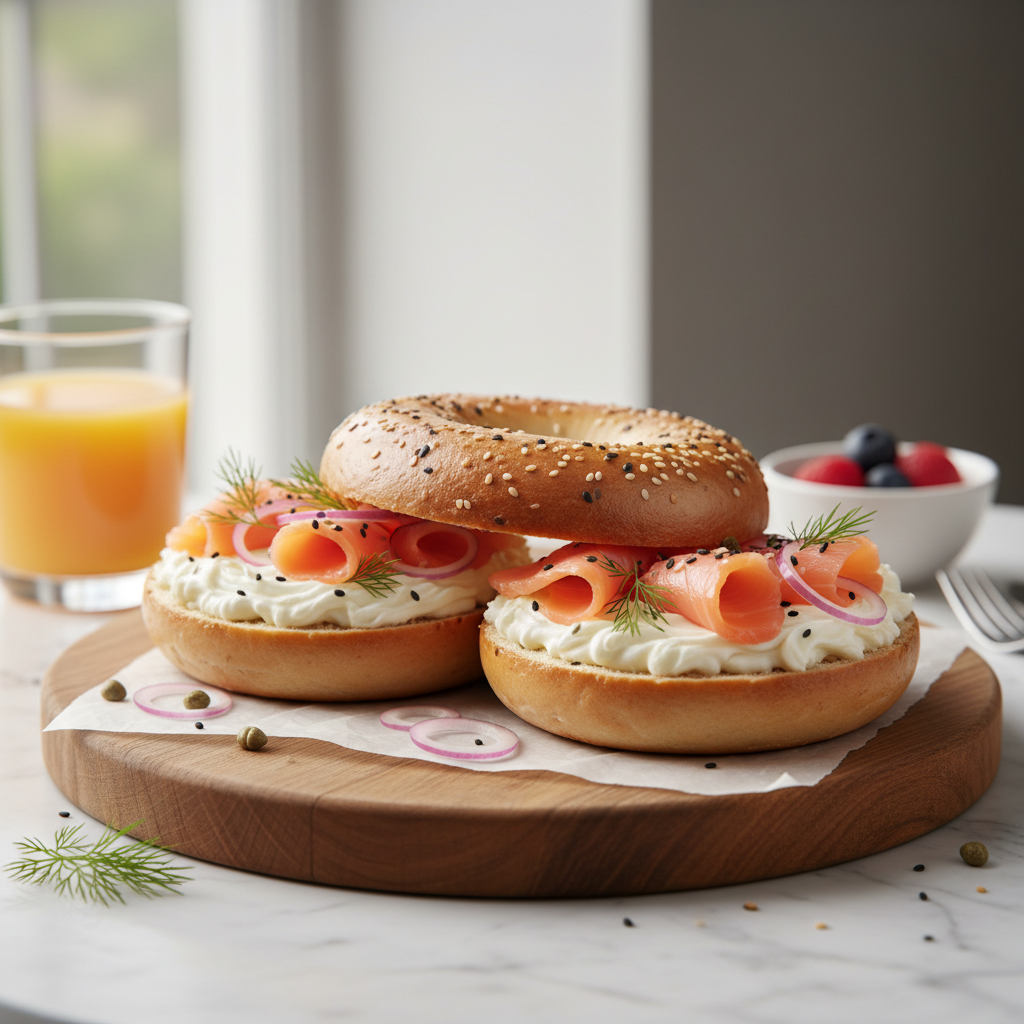 New York cream cheese et salmon bagel