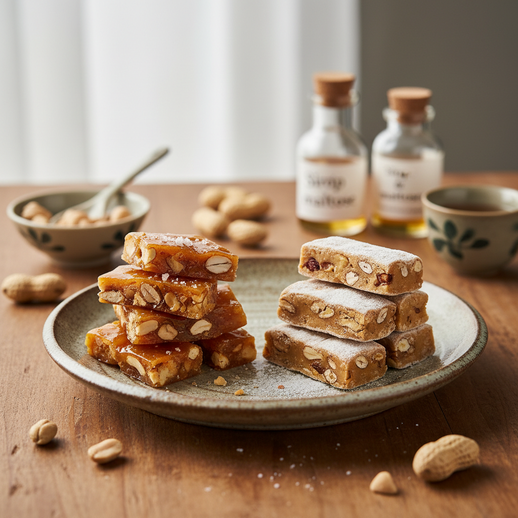 Nougat dur et nougat mou aux cacahuètes