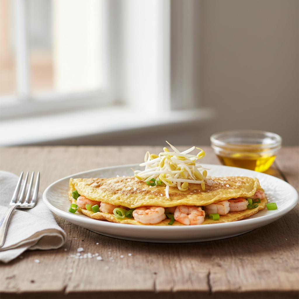 Omelette aux crevette et au soja