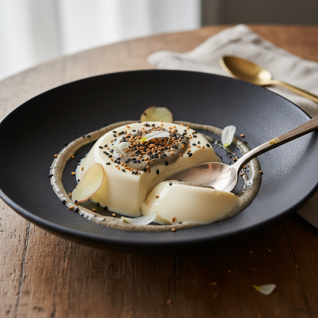 Panna cotta sésame noir