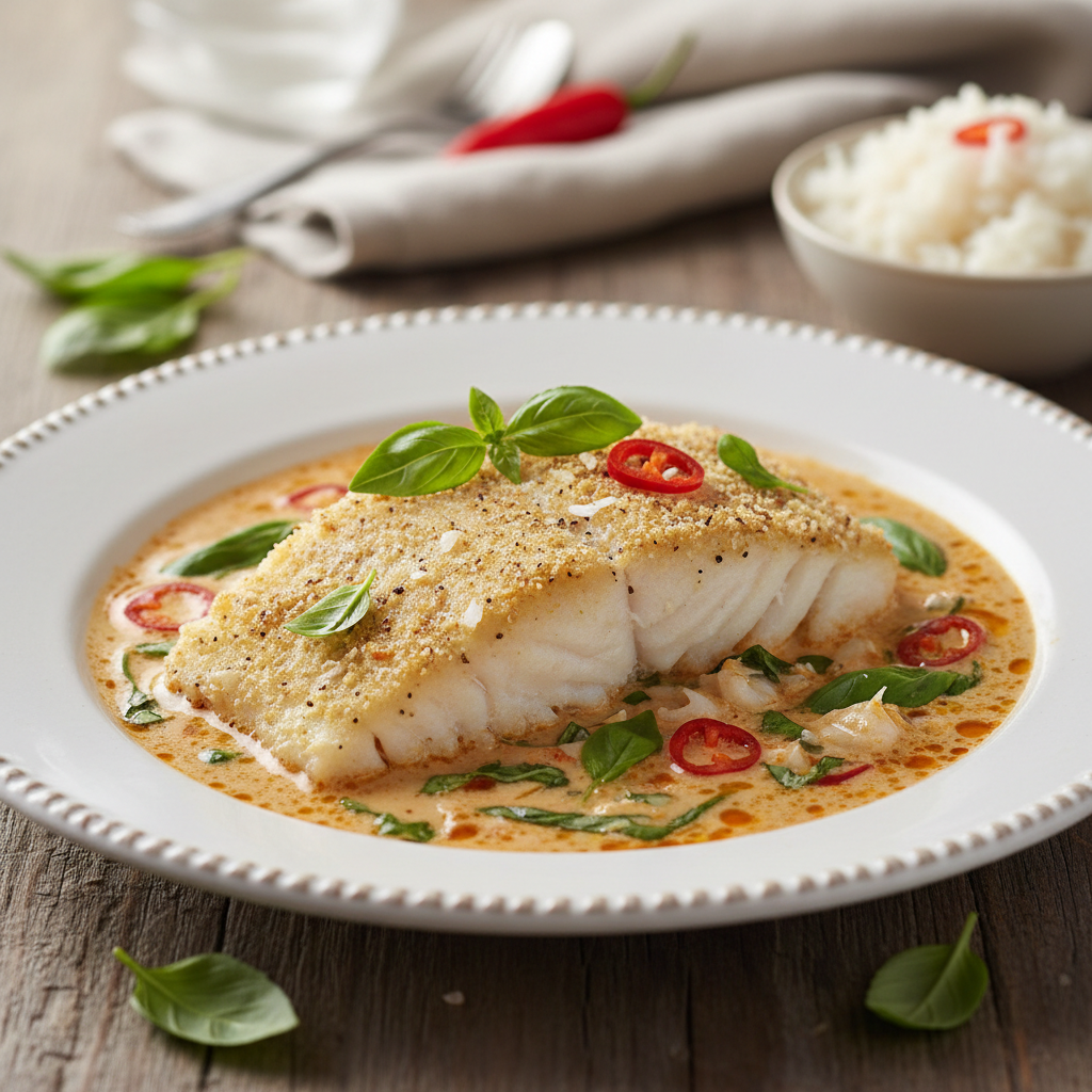 Poisson à la noix de coco et au basilic