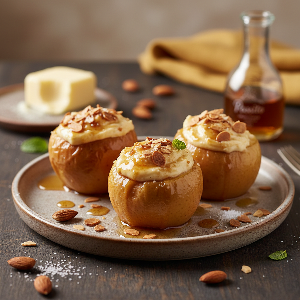 Pommes confites au four, à la crème d’amandes