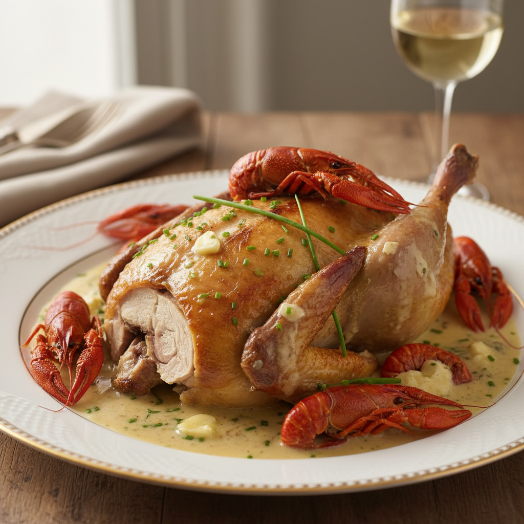 Poularde aux écrevisses