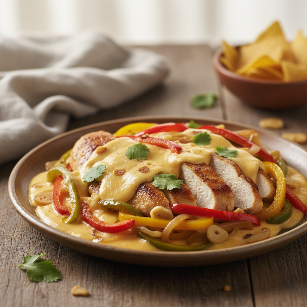 Poulet à la sauce queso