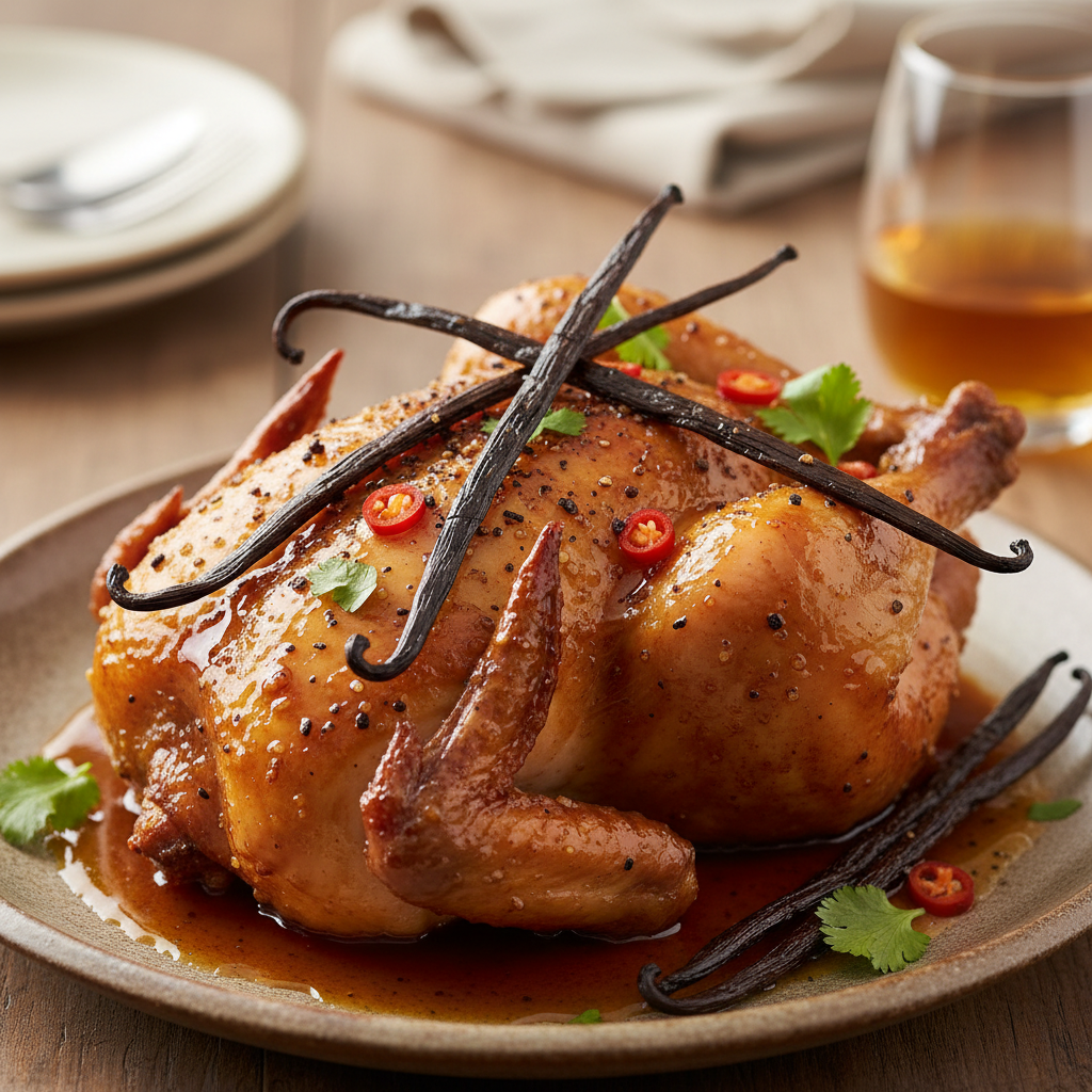 Poulet caramélisé à la vanille