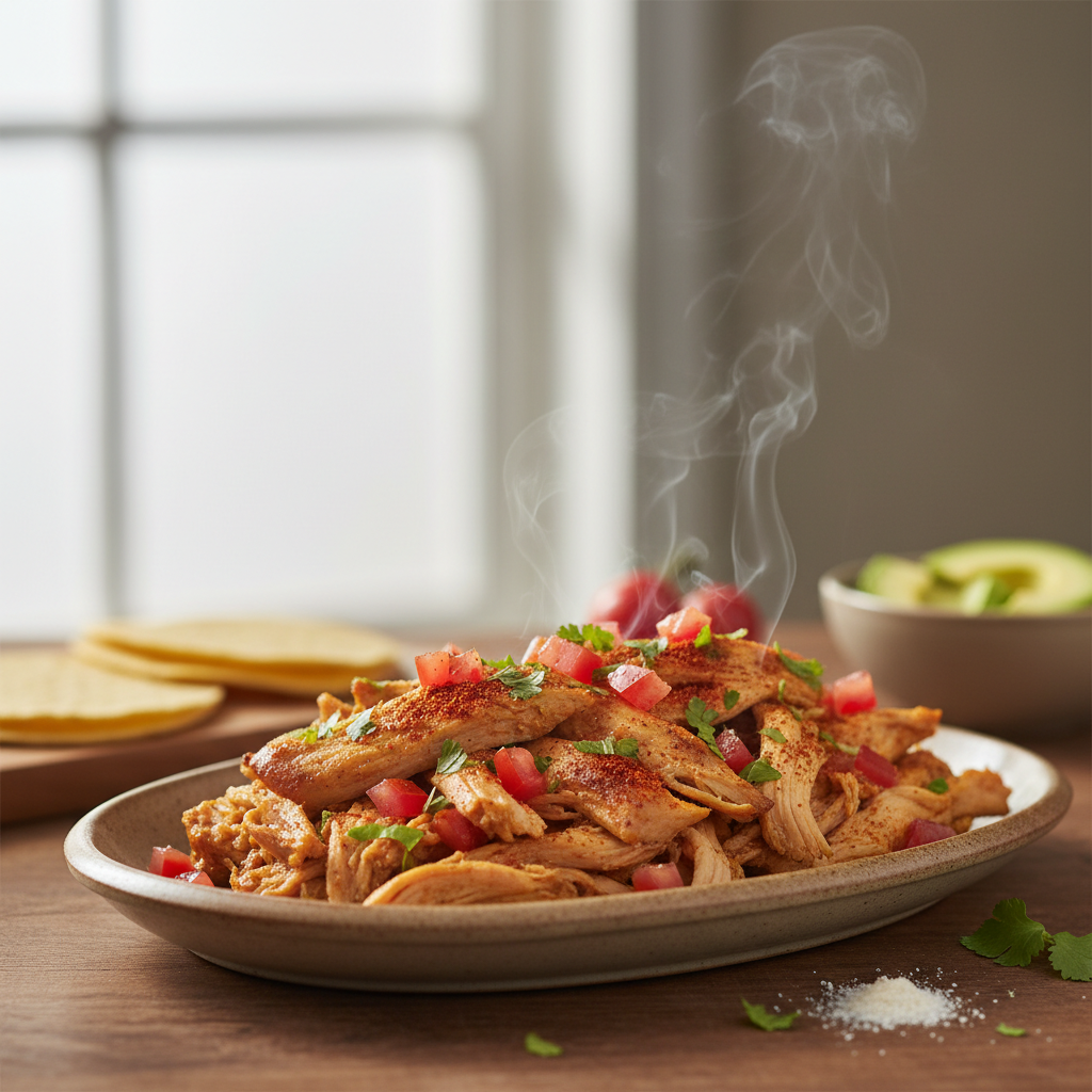 Poulet fumé effiloché
