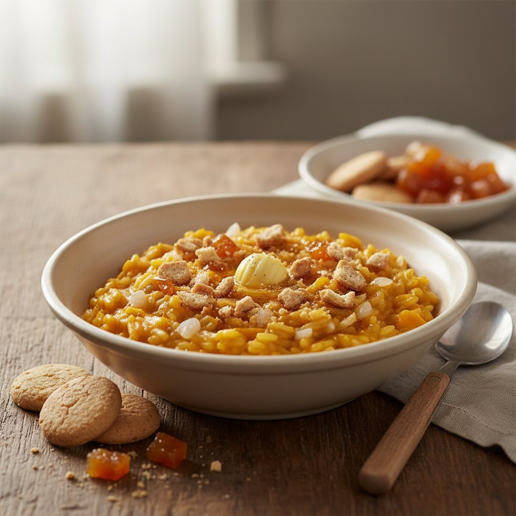 Risotto au potiron, amaretti et mostarda de fruits