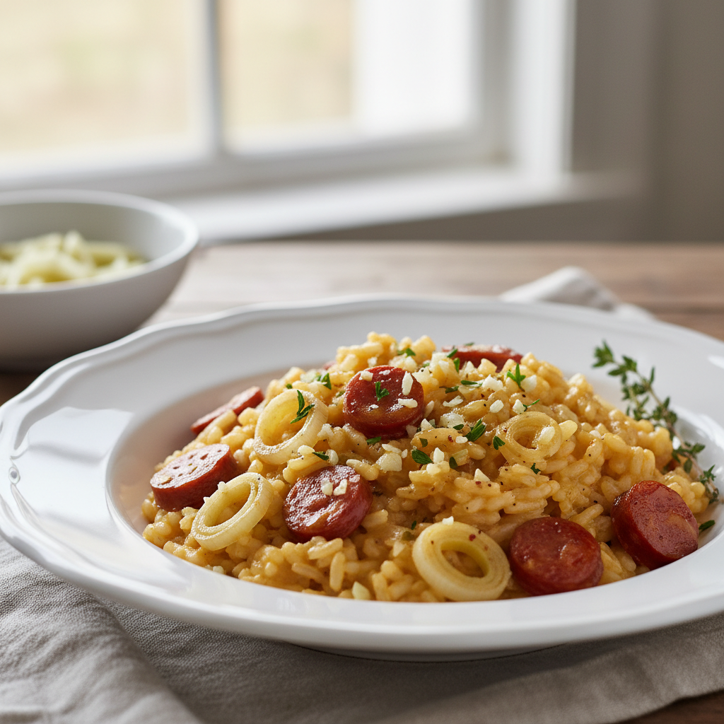 Risotto aux poireaux & chorizo