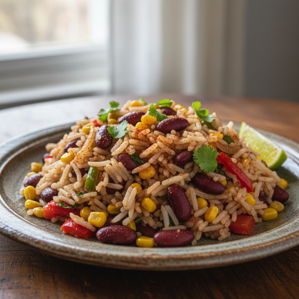 Riz sauté aux haricots épicés