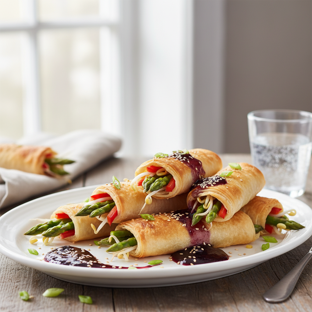 Rouleaux d'asperges et de poivron