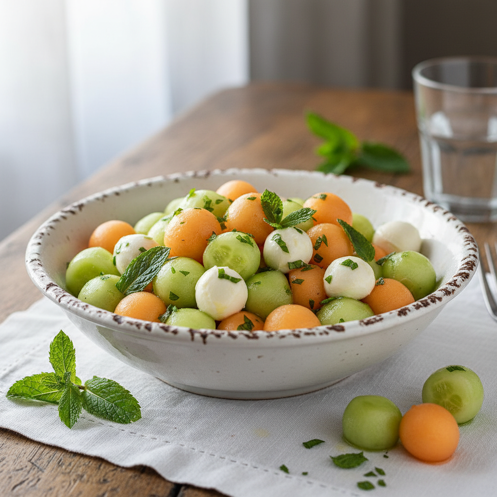 Salade de concombre au melon & mozzarella