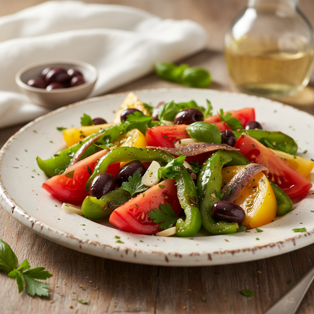 Salade de poivrons grillés et tomates