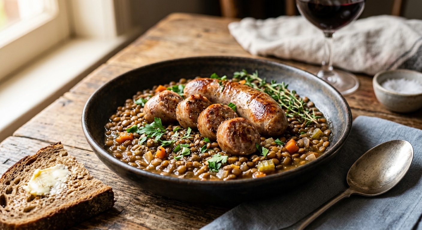 Saucisses aux lentilles