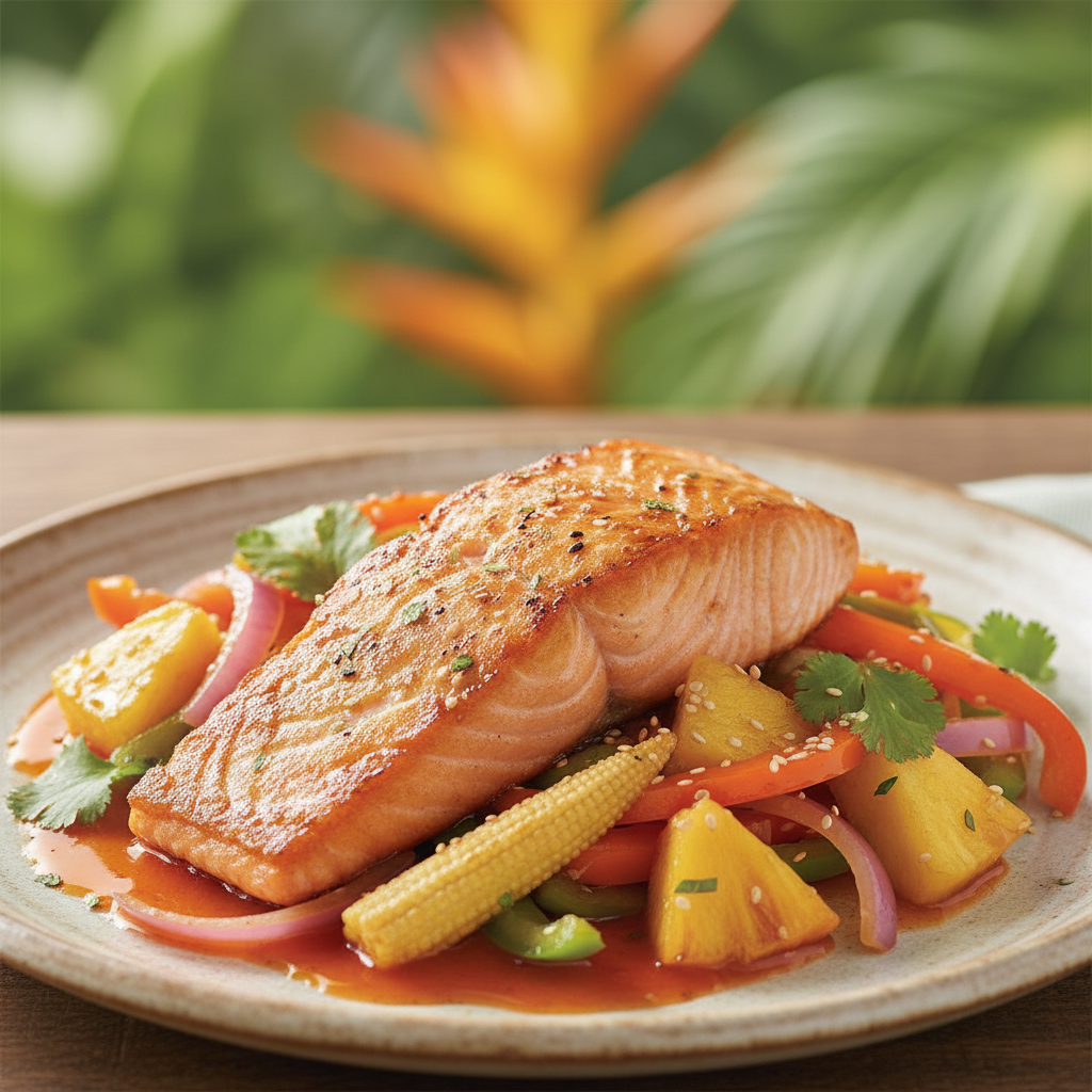 Saumon sauté à l'ananas