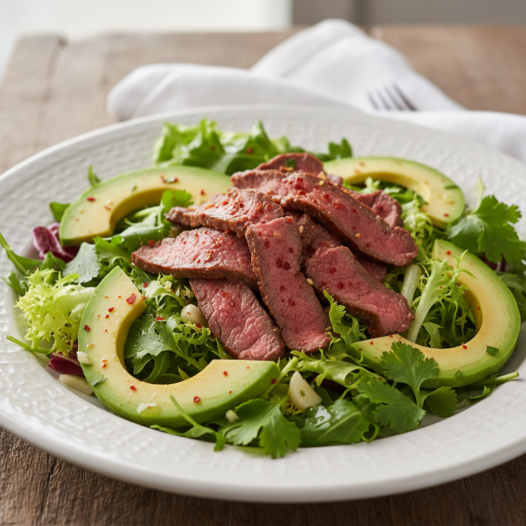 Sauté de boeuf pimenté en salade