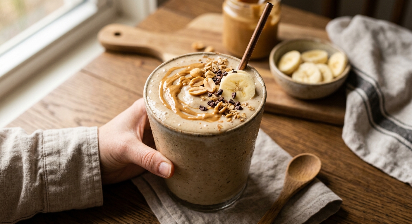 Smoothie banane et beurre de cacahuète