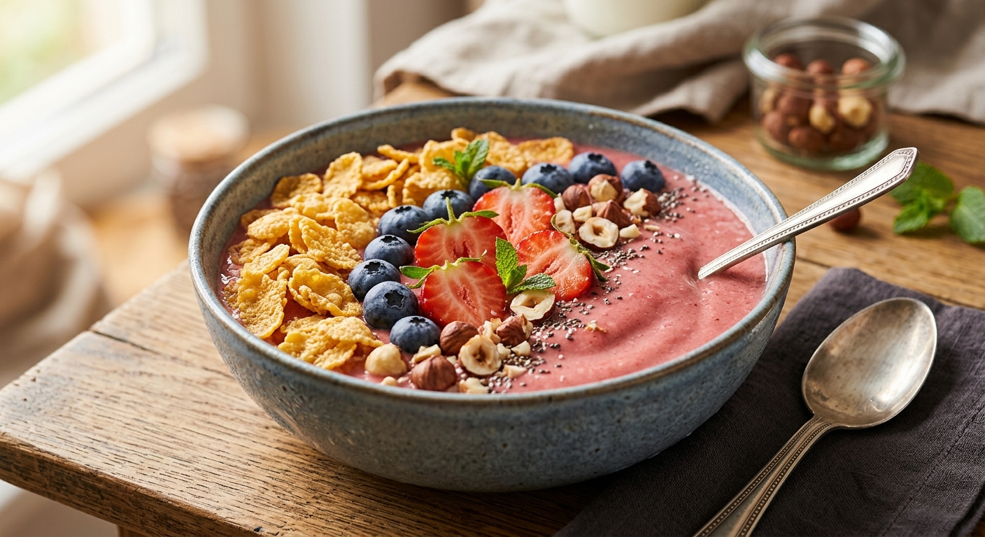 Smoothie bowl antioxydant fraise-myrtille