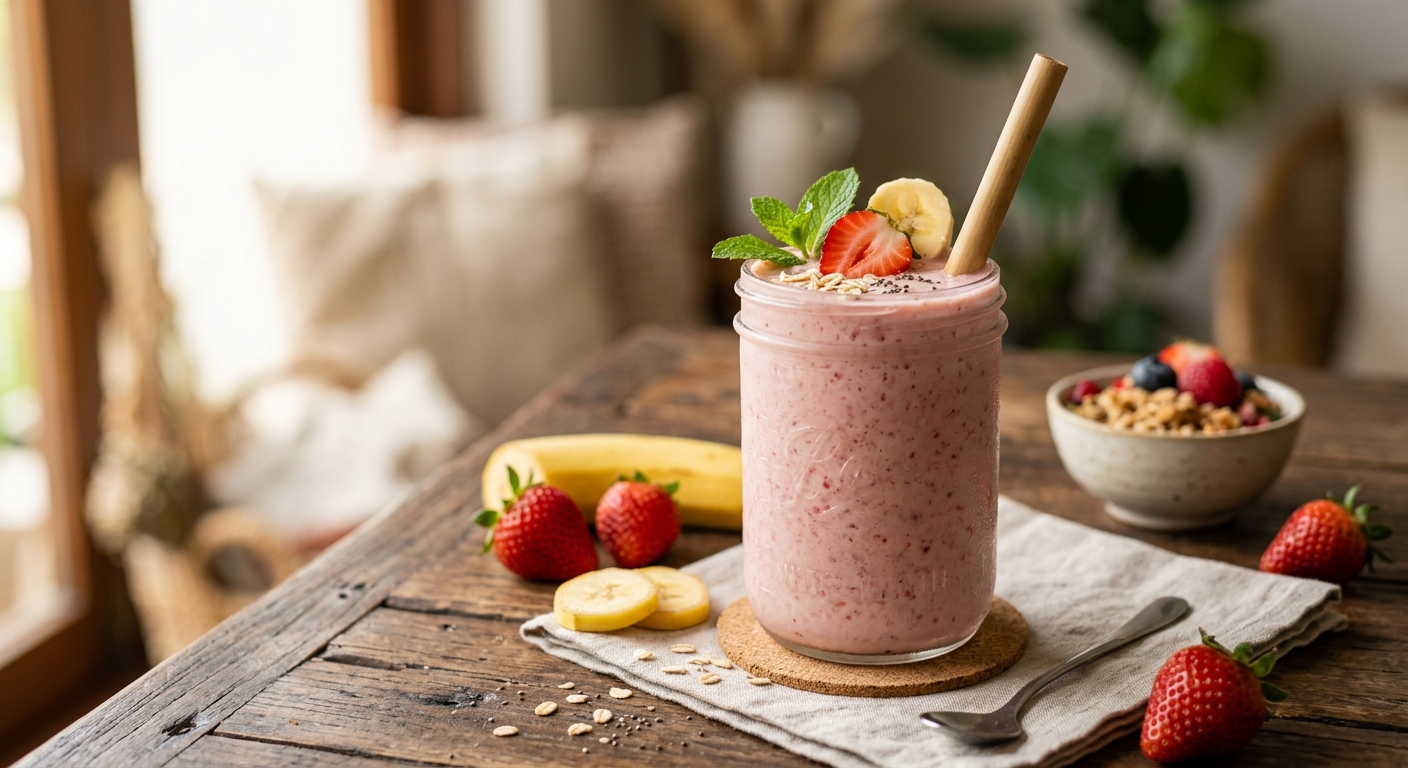 Smoothie fraise banane et lait
