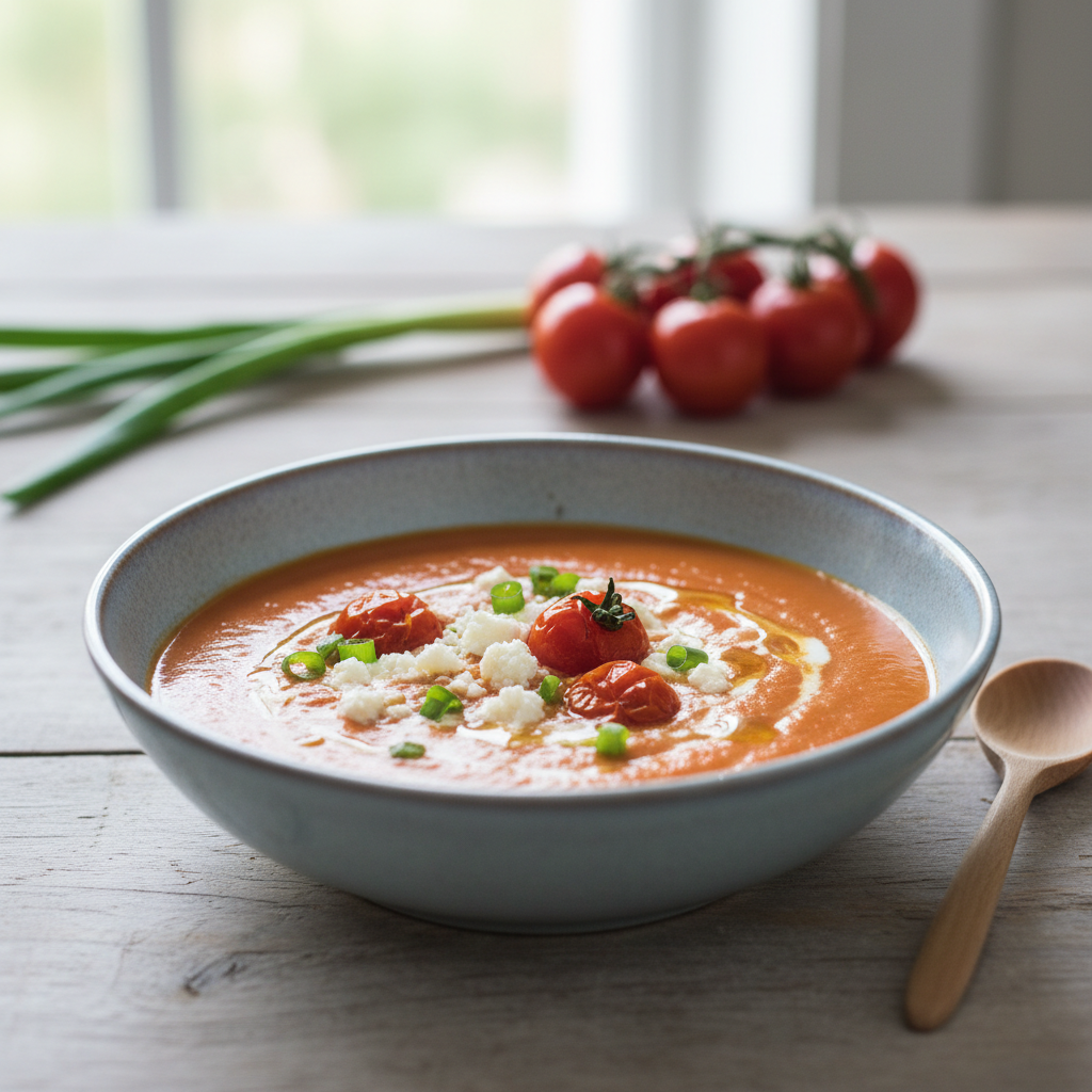 Soupe de tomates au miel et à la feta