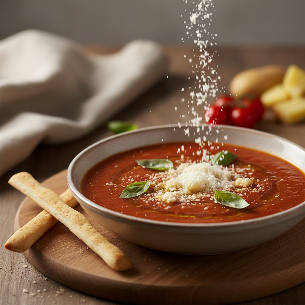 Soupe de tomates et quinoa au basilic