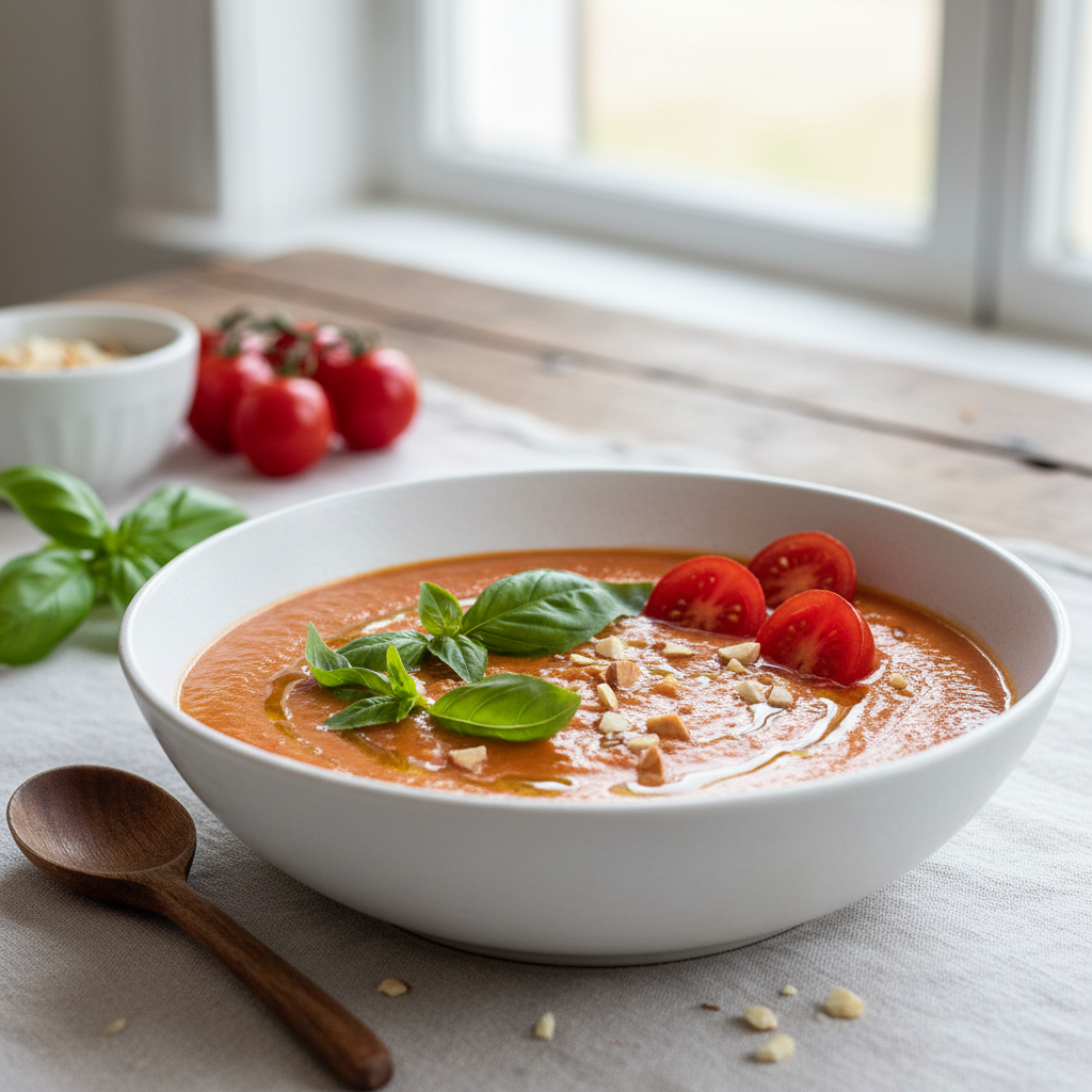 Soupe froide à la tomate et à l'ail