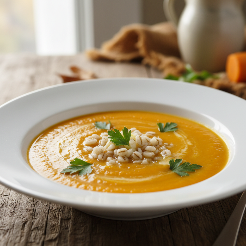 Soupe orange à l'orge perlé