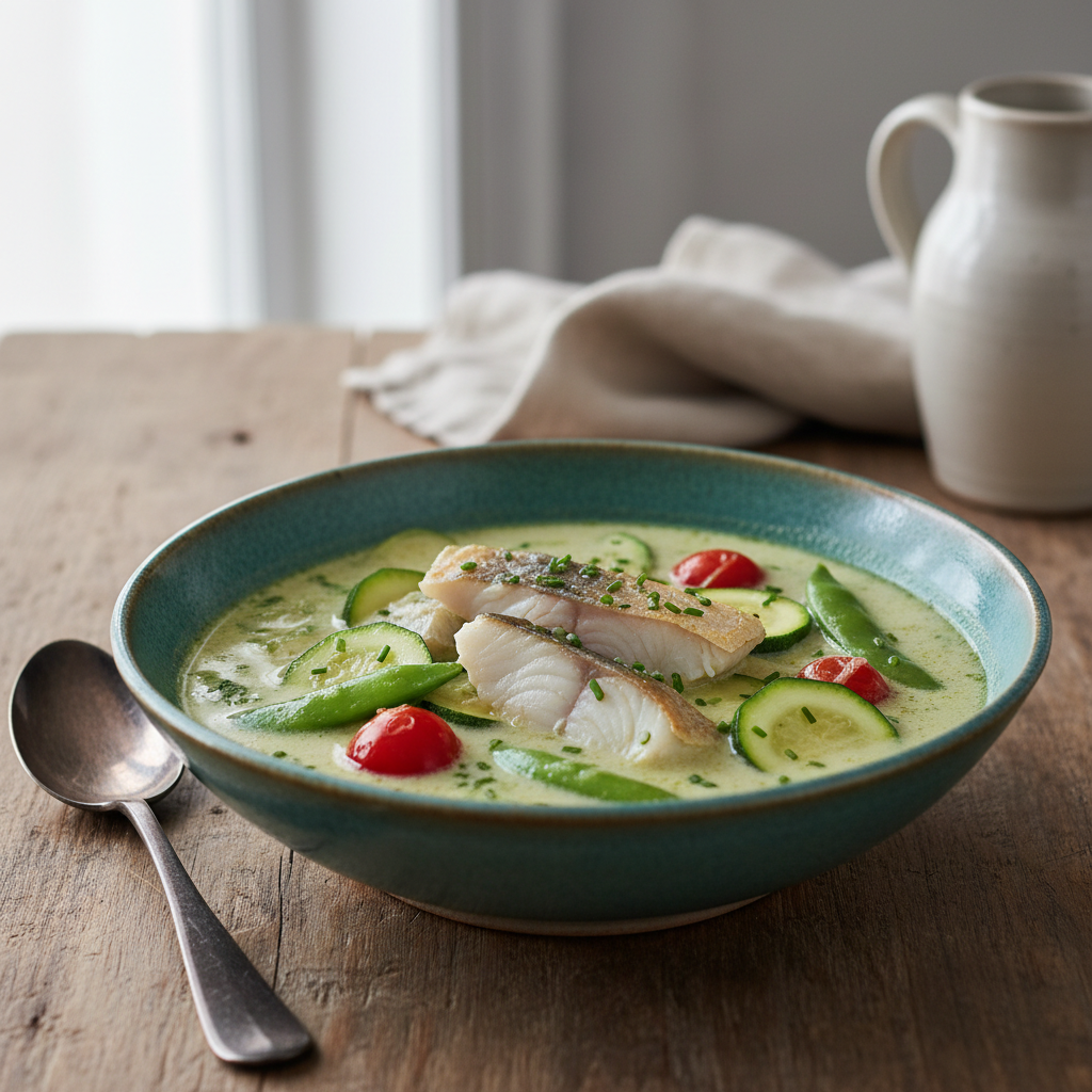 Soupe thaïe au curry vert et au lait de coco