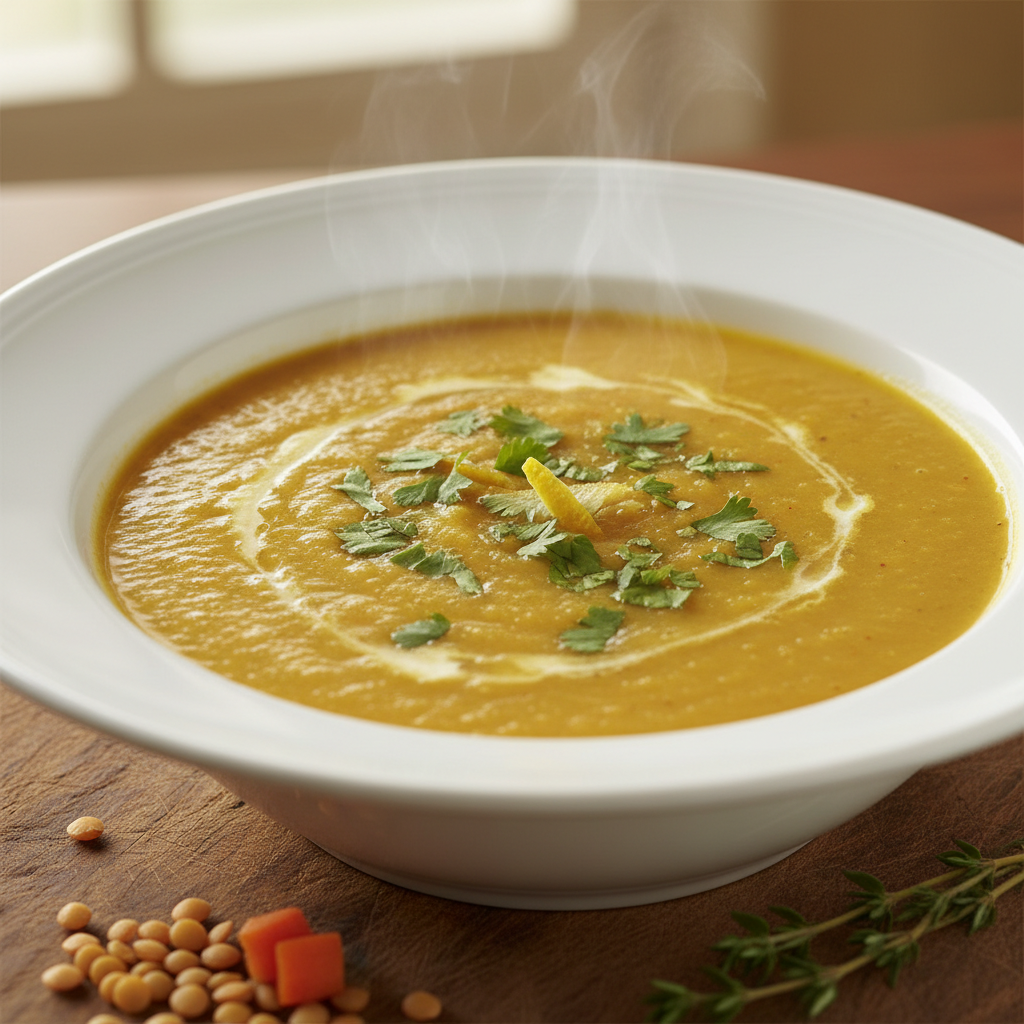 Soupe turque aux lentilles et à la coriandre