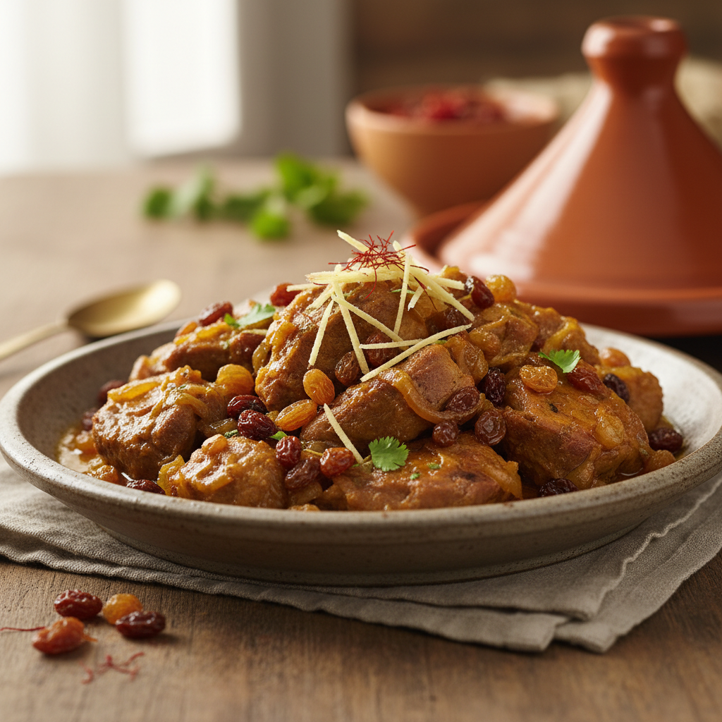 Tajine d’agneau aux raisins secs