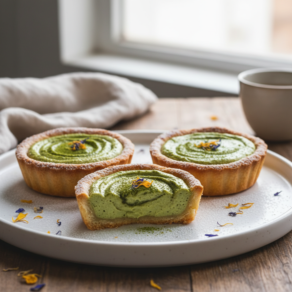 Tartelettes au cream cheese matcha