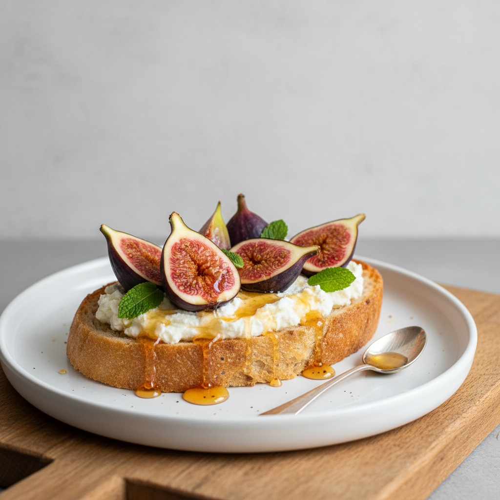 Tartine ricotta miel figues