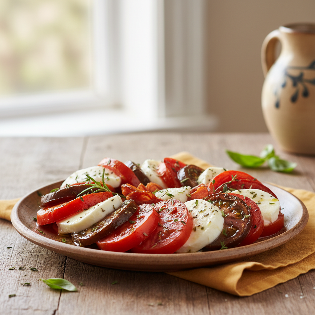 Tian à la tomate, chorizo & mozzarella
