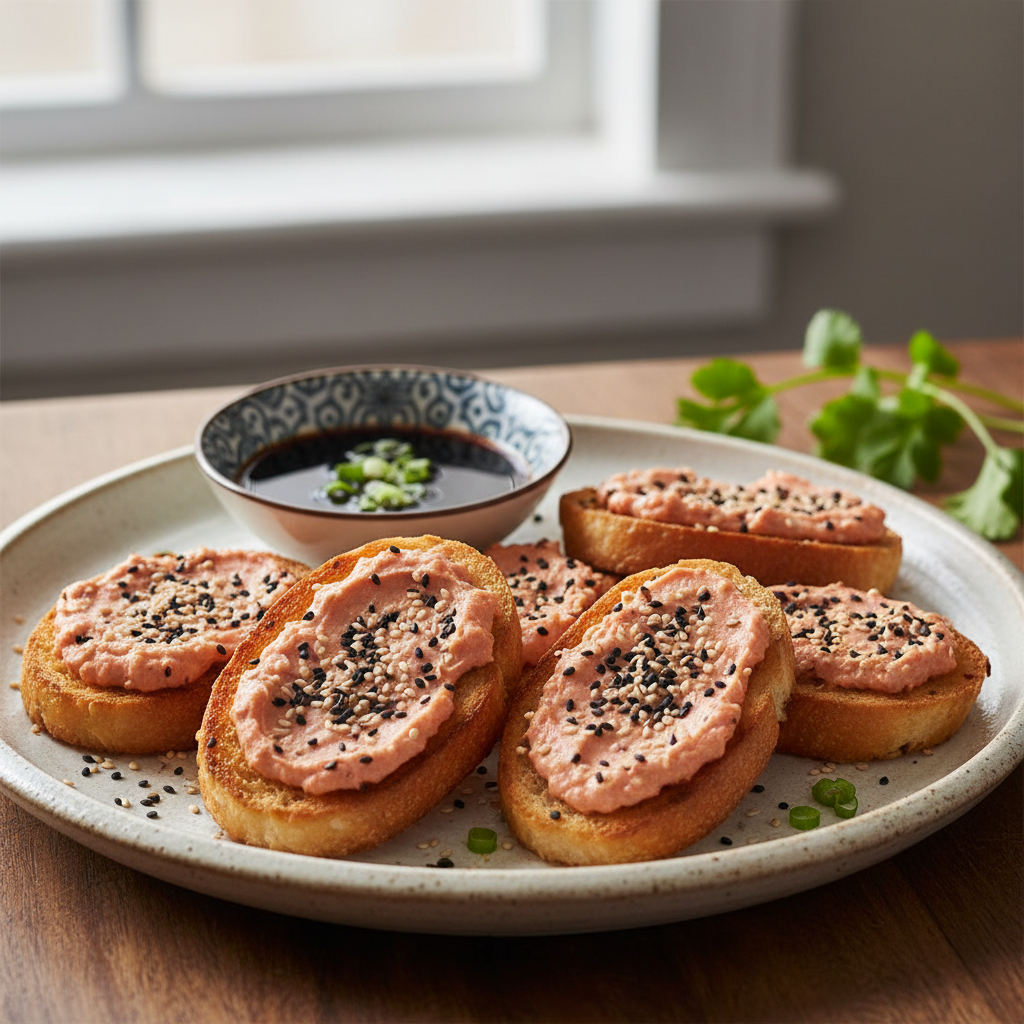 Toasts de crevettes roses au sésame