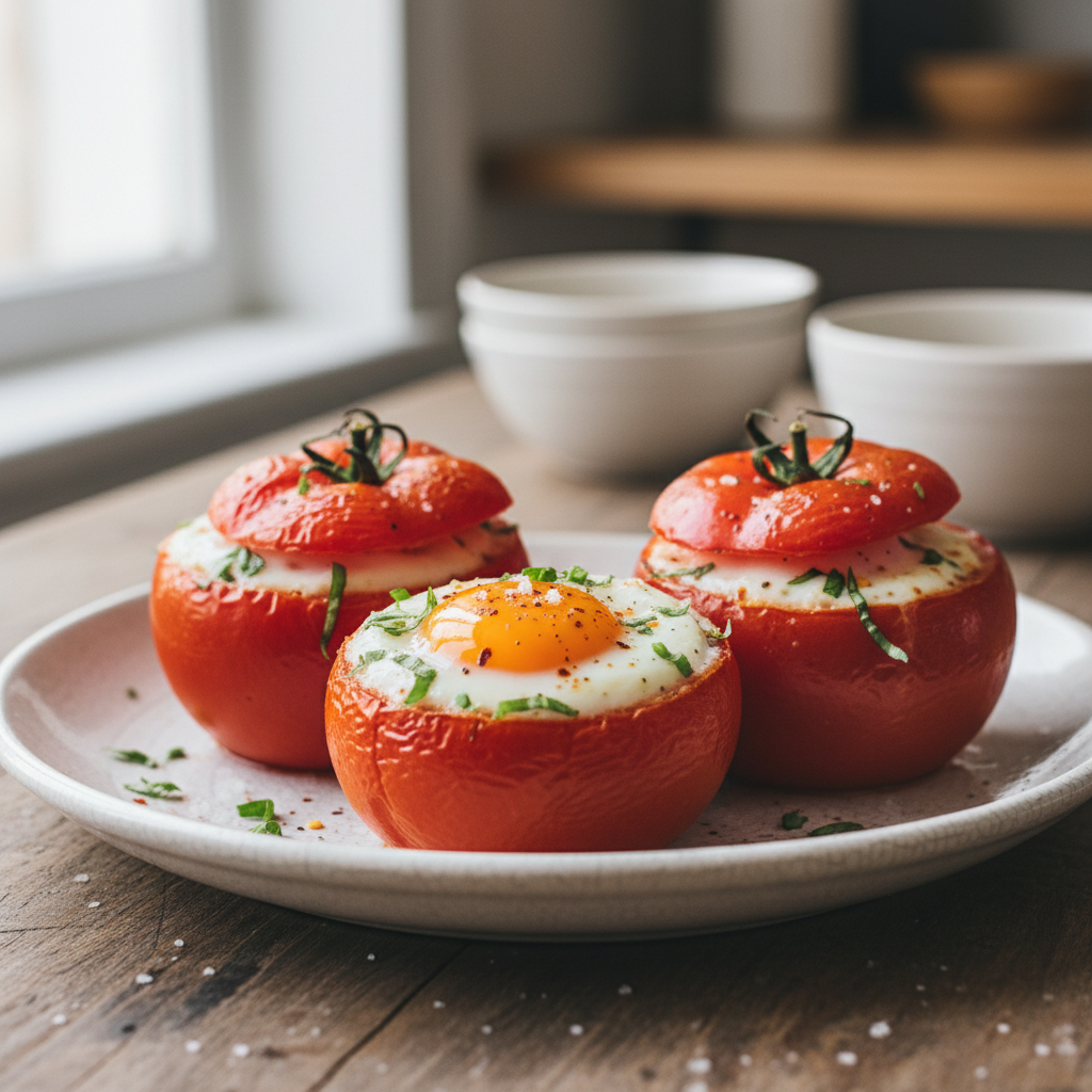 Tomates farcies façon oeuf cocotte