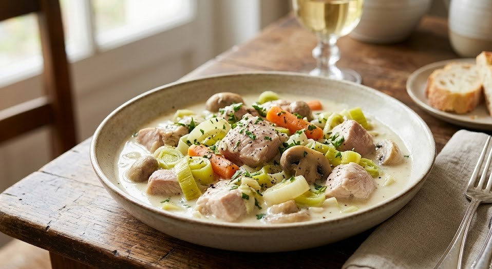 Blanquette de dinde aux poireaux
