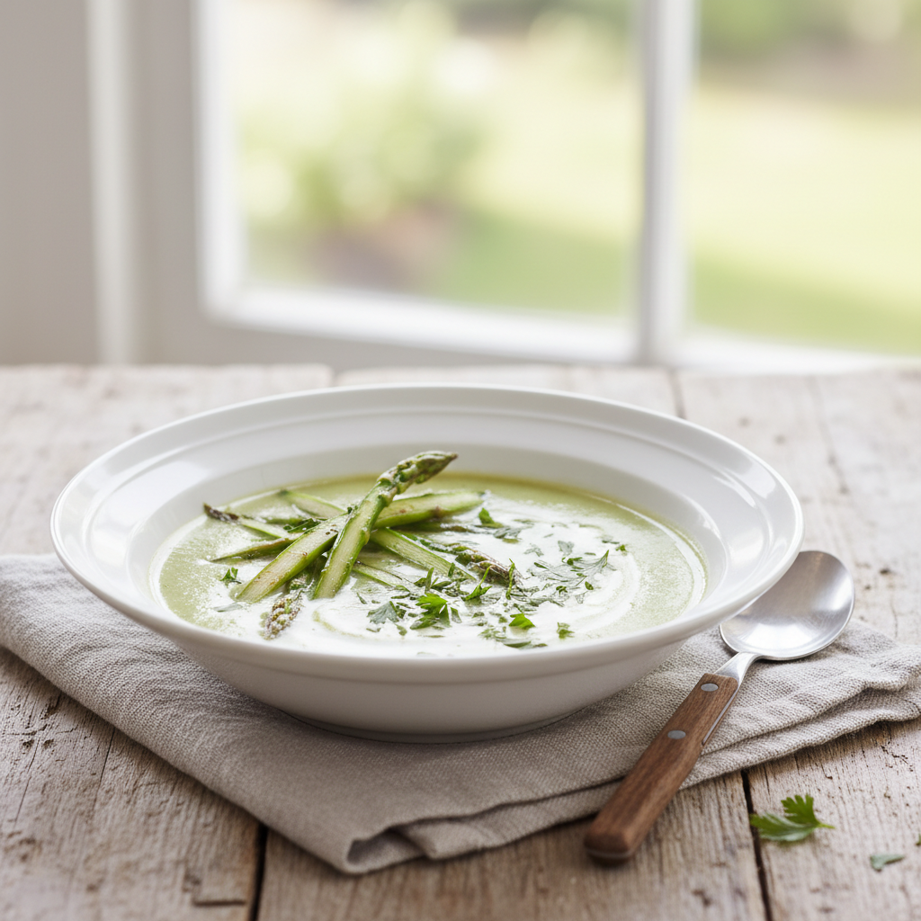 Velouté d'asperge au cerfeuil